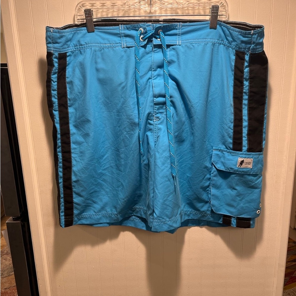 Chaps Blue and Black Swimsuit Board Shorts